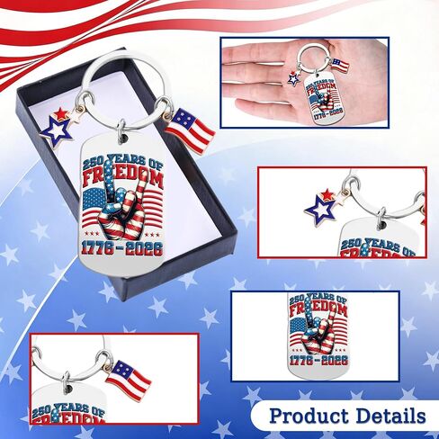 America 250 USA Keychain, American 250th Anniversary Metal Keychain, 4th of july 1776-2026 Patriotic Commemorative Keyring for Men Merchandise in Saudi Arabia