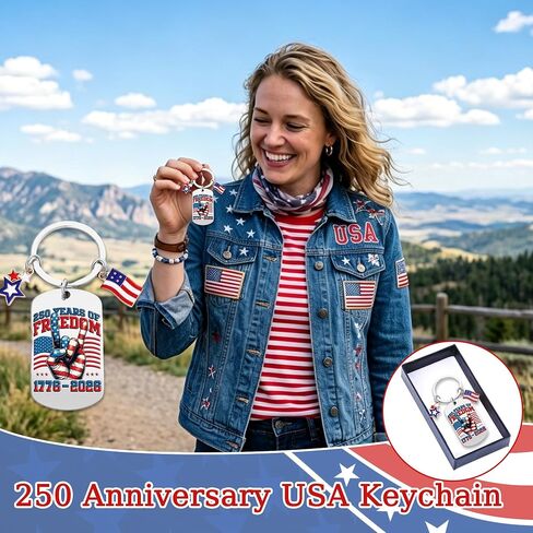 America 250 USA Keychain, American 250th Anniversary Metal Keychain, 4th of july 1776-2026 Patriotic Commemorative Keyring for Men Merchandise in Saudi Arabia