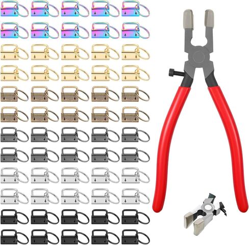 60 PCS 1 Inch Key Fob Hardware with 1PCS Pliers, Wristlet Hardware with Key Ring, Wristlet Clamp Hardwares Supplies in Kuwait