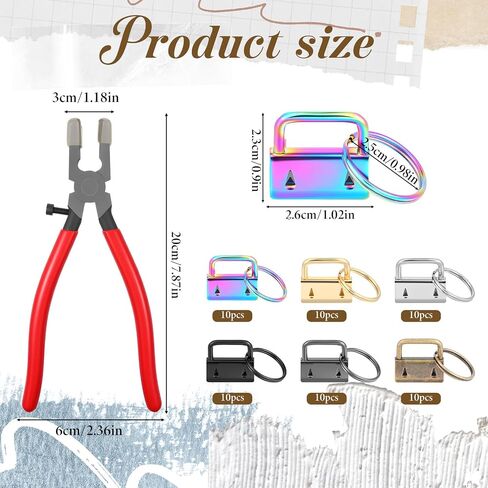 60 PCS 1 Inch Key Fob Hardware with 1PCS Pliers, Wristlet Hardware with Key Ring, Wristlet Clamp Hardwares Supplies in Kuwait