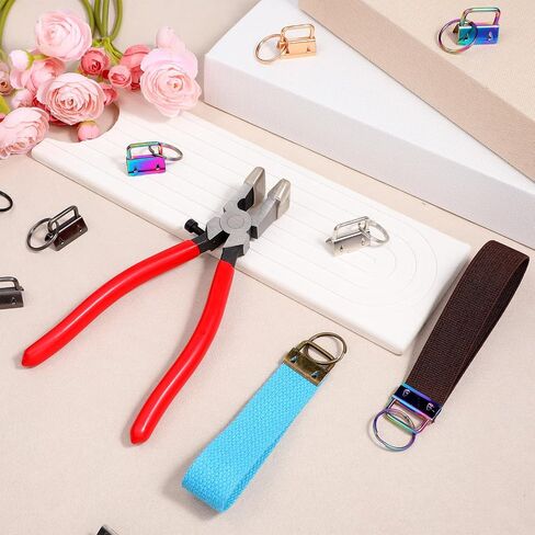 60 PCS 1 Inch Key Fob Hardware with 1PCS Pliers, Wristlet Hardware with Key Ring, Wristlet Clamp Hardwares Supplies in Kuwait