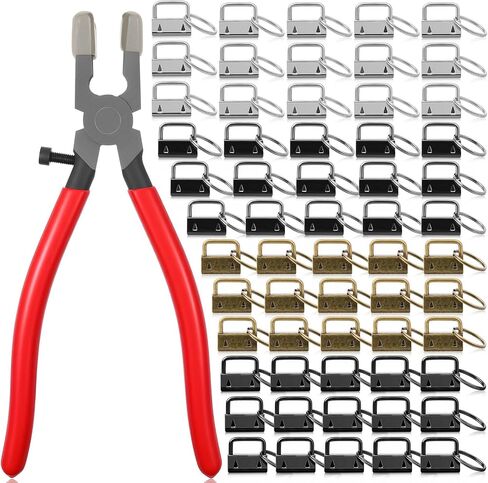 60 PCS 1 Inch Key Fob Hardware with 1PCS Pliers, Wristlet Hardware with Key Ring, Wristlet Clamp Hardwares Supplies in Kuwait