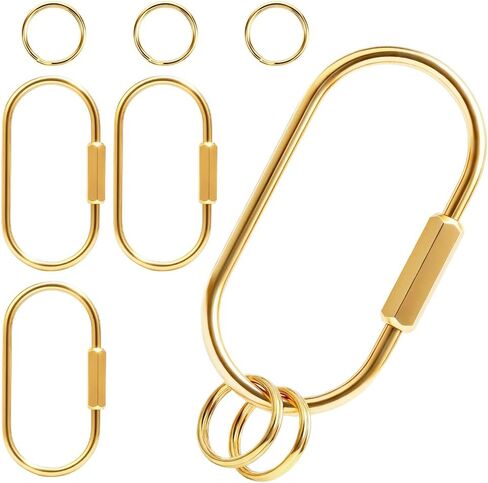 6pcs Gold Brass Key Rings Bulk,Carabiner Keychain Clip for Keys,Key Chain Organizer Holder for Men Women Adult with Screw Lock,Bag Charms for Handbags in Kuwait