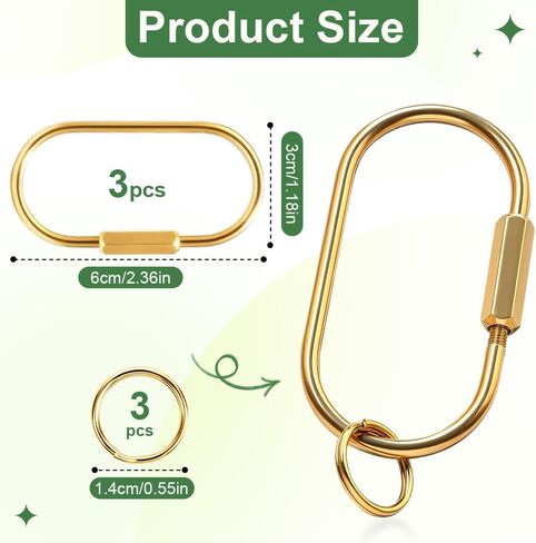 6pcs Gold Brass Key Rings Bulk,Carabiner Keychain Clip for Keys,Key Chain Organizer Holder for Men Women Adult with Screw Lock,Bag Charms for Handbags in Kuwait