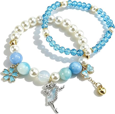 Ballet Bracelet for Teen Girls, Elegant Dance Recital Jewelry Gifts for Daughter Granddaughter, Crystal Sakura Bow Beaded Bracelet, Christmas Fashion Charm Bracelets Accessories in Kuwait