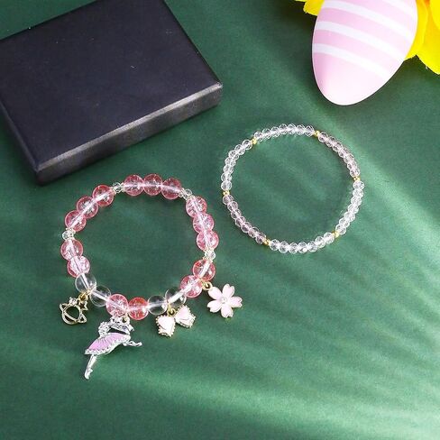 Ballet Bracelet for Teen Girls, Elegant Dance Recital Jewelry Gifts for Daughter Granddaughter, Crystal Sakura Bow Beaded Bracelet, Christmas Fashion Charm Bracelets Accessories in Kuwait