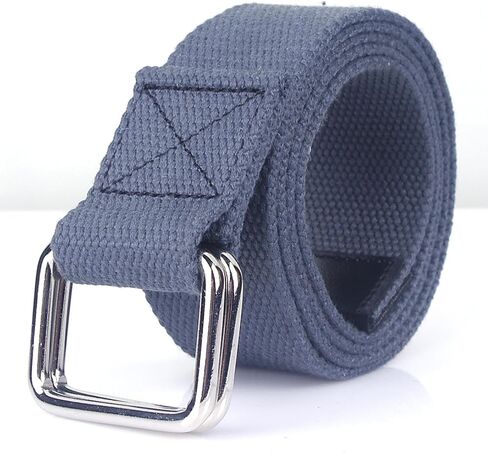 TopHomer Canvas Belt with Silver Double Ring, Men & Women Adjustable Web Belt, 1.50" Wide 43.31" Extra Long Solid Color in Kuwait