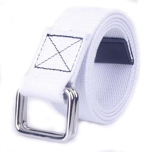 TopHomer Canvas Belt with Silver Double Ring, Men & Women Adjustable Web Belt, 1.50" Wide 43.31" Extra Long Solid Color in Kuwait