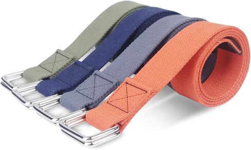 TopHomer Canvas Belt with Silver Double Ring, Men & Women Adjustable Web Belt, 1.50" Wide 43.31" Extra Long Solid Color in Kuwait