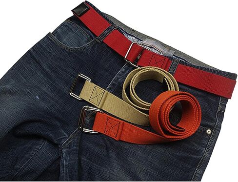 TopHomer Canvas Belt with Silver Double Ring, Men & Women Adjustable Web Belt, 1.50" Wide 43.31" Extra Long Solid Color in Kuwait