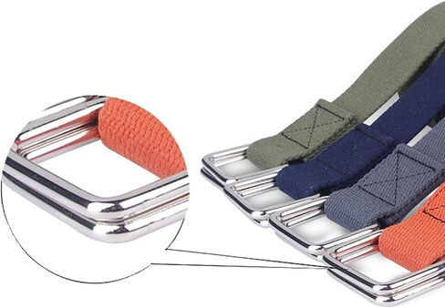 TopHomer Canvas Belt with Silver Double Ring, Men & Women Adjustable Web Belt, 1.50" Wide 43.31" Extra Long Solid Color in Kuwait