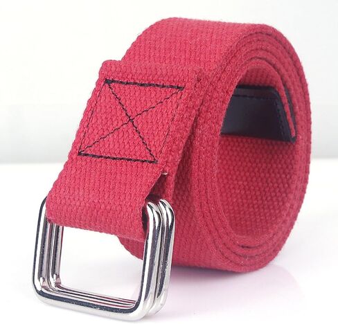 TopHomer Canvas Belt with Silver Double Ring, Men & Women Adjustable Web Belt, 1.50" Wide 43.31" Extra Long Solid Color in Kuwait
