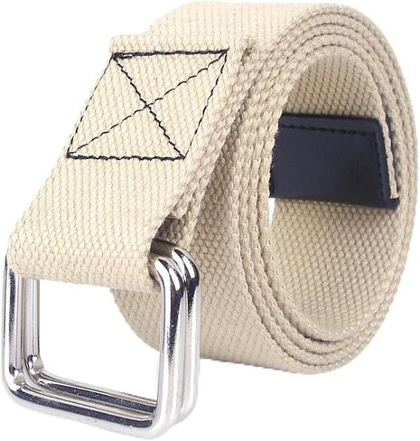 TopHomer Canvas Belt with Silver Double Ring, Men & Women Adjustable Web Belt, 1.50" Wide 43.31" Extra Long Solid Color in Kuwait