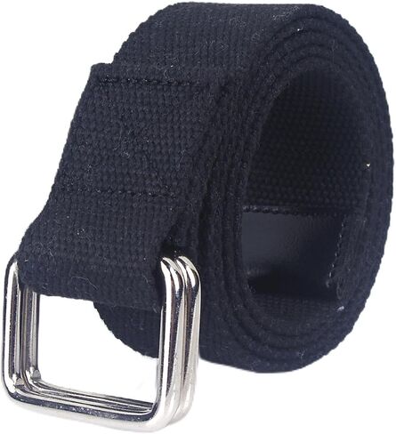 TopHomer Canvas Belt with Silver Double Ring, Men & Women Adjustable Web Belt, 1.50" Wide 43.31" Extra Long Solid Color in Kuwait