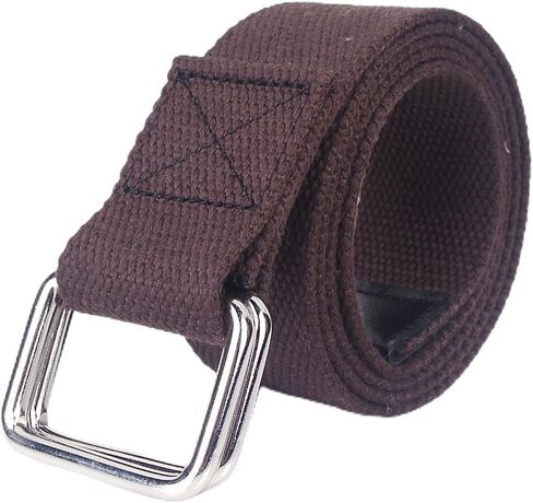 TopHomer Canvas Belt with Silver Double Ring, Men & Women Adjustable Web Belt, 1.50" Wide 43.31" Extra Long Solid Color in Kuwait