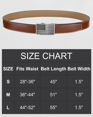 Ratchet Belts for Men with Automatic Slide Buckle, Adjustable American Flag Leather Belt for Men Dress and Casual in Kuwait