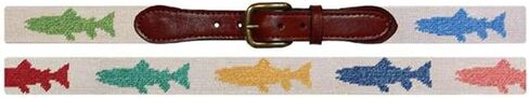 Heathered Rainbow Trout Needlepoint Belt in Khaki by Smathers & Branson in Kuwait