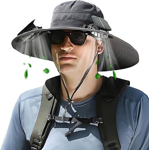 Solar Powered Fan Hat, Dual Cooling Fans, Wide Brim UV Protection, USB Charging, Perfect for Outdoor Activities in Saudi Arabia