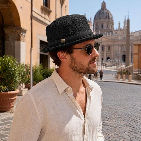 Unisex Summer Breathable Mesh Pork Pie Hat, Summer Lightweight Packable Sun Protection Beach Casual Outdoor Cap in Kuwait