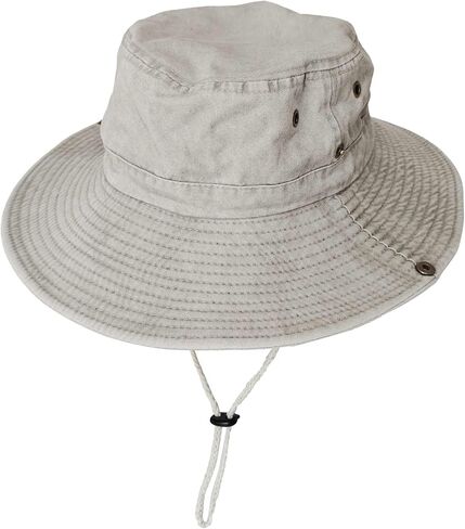 Wildarms Washed Cotton Bucket Hat with Chin Strap, Foldable Sun Hat for Men Women, Breathable Safari Boonie Cap in Kuwait