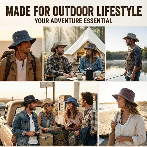 Wildarms Washed Cotton Bucket Hat with Chin Strap, Foldable Sun Hat for Men Women, Breathable Safari Boonie Cap in Kuwait