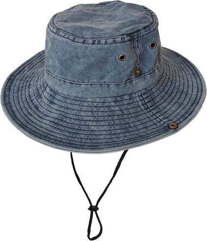 Wildarms Washed Cotton Bucket Hat with Chin Strap, Foldable Sun Hat for Men Women, Breathable Safari Boonie Cap in Kuwait