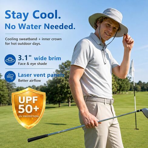 TOP-EX UVCoolix™ Cooling Sun Hat for Men Women UPF 50 Wide Brim Bucket Hat for Hiking, Fishing & Big Head - Cools Up 2 Hours in Kuwait