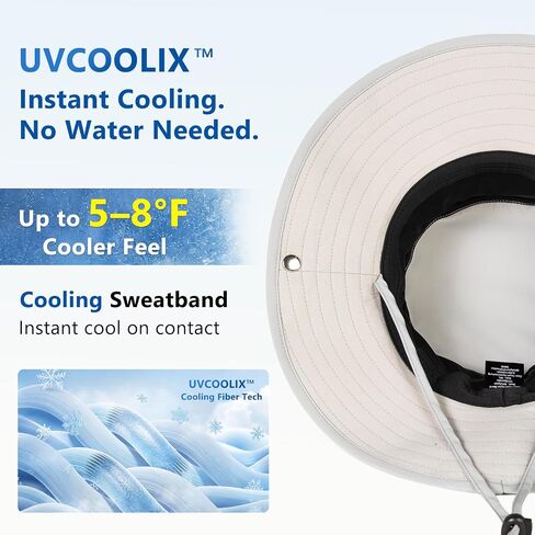 TOP-EX UVCoolix™ Cooling Sun Hat for Men Women UPF 50 Wide Brim Bucket Hat for Hiking, Fishing & Big Head - Cools Up 2 Hours in Kuwait