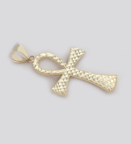 10k Yellow Gold Ankh Cross Pendant Diamond Cut Egyptian Cross in Saudi Arabia