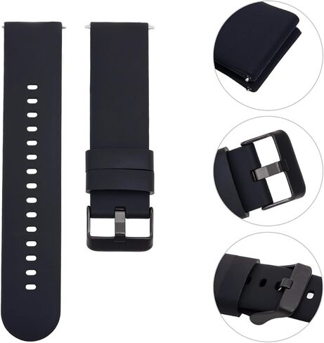 2 Pcs Black 22mm Watch Bands, 7/8" Silicone Watch Band, Quick Release Waterproof Soft Replacement Straps Compatible, with Buckle, for Men Women in Kuwait