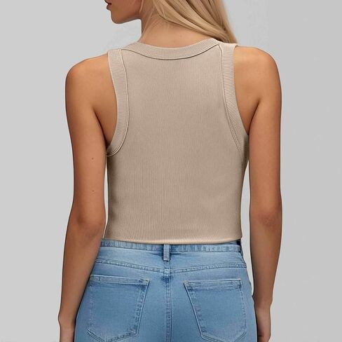 Tank Tops with Built in Bras Workout Women Ribbed Top Knit Sleeveless Camisole Basic Summer Scoop Neck Casual Shirts in Saudi Arabia