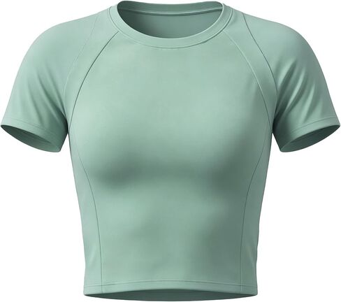 Aoxjox Women's Raglan Lumira Short Sleeve Workout T-Shirt Crew Neck Tee No Pad Lumastretch™ Luxe Gym Yoga T Shirt Top in Kuwait