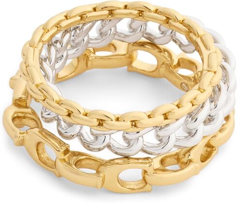 COACH Womens Jewelry Women's Signature C Mixed Chain Ring Set in Kuwait