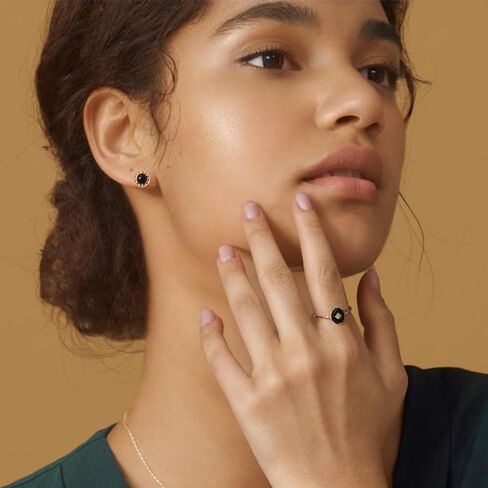 Vintage Onyx Black Diamond Oval Stacking Rings for Women, Men, Teens, Silver in Saudi Arabia