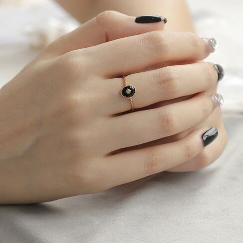 Vintage Onyx Black Diamond Oval Stacking Rings for Women, Men, Teens, Silver in Saudi Arabia