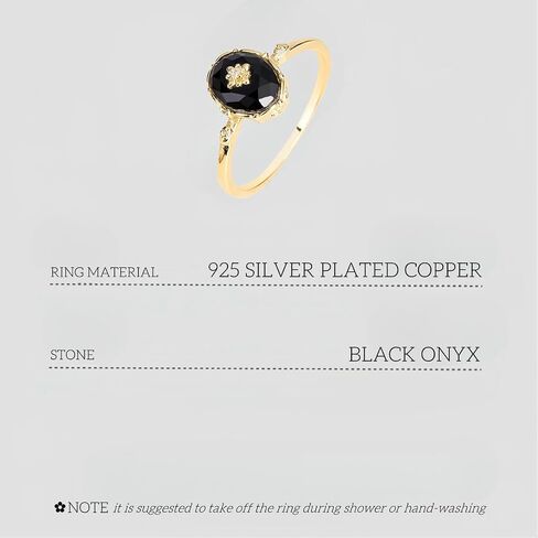 Vintage Onyx Black Diamond Oval Stacking Rings for Women, Men, Teens, Silver in Saudi Arabia