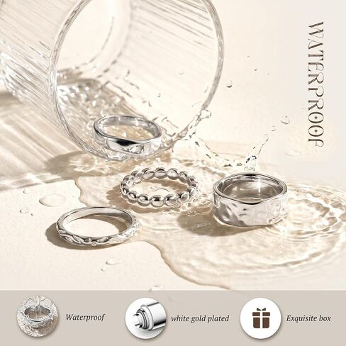 FUNRUN JEWELRY Chunky Gold Rings for Women Non Tarnish Dainty Stackable Silver Rings 14K Gold Plated Stacking Thumb Rings Set Trendy Statement Promise Wedding Band Ring Size 5-11 in Saudi Arabia