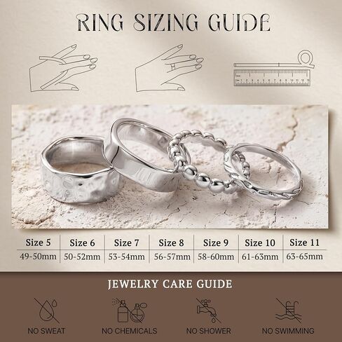 FUNRUN JEWELRY Chunky Gold Rings for Women Non Tarnish Dainty Stackable Silver Rings 14K Gold Plated Stacking Thumb Rings Set Trendy Statement Promise Wedding Band Ring Size 5-11 in Saudi Arabia
