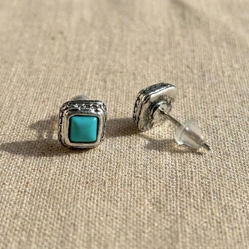 Turquoise Earrings, Vintage Small Stud Earrings for Men with 925 Silver Posts, Boho Country Western Jewelry for Women in Kuwait