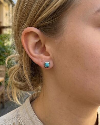 Turquoise Earrings, Vintage Small Stud Earrings for Men with 925 Silver Posts, Boho Country Western Jewelry for Women in Kuwait