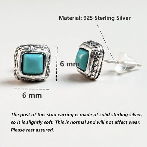 Turquoise Earrings, Vintage Small Stud Earrings for Men with 925 Silver Posts, Boho Country Western Jewelry for Women in Kuwait