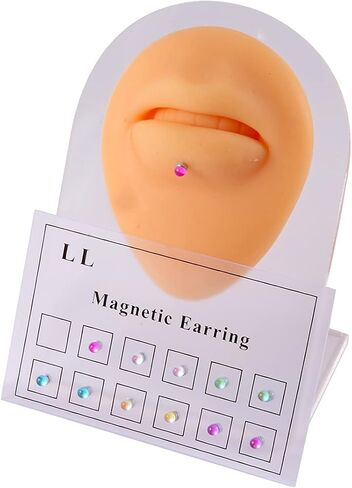 Stainless Steel Crystal Fake Ear Stud Earrings Nose Lip Ring Clip on Cubic Zirconia Tragus for Women Men Multicolor Non Piercing Jewelry Set in Saudi Arabia