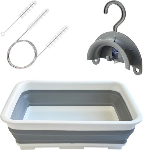 CPAP Cleaning Kit with Hose Dryer for Universal 22mm Tubing, Cpap Cleaner Supplies Includes Collapsible Wash Basin, Hose & Mask Brush, CPAP Holder & Hose End Caps | Make Cpap Cleaning Easier in Saudi Arabia