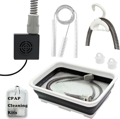 CPAP Cleaning Kit with Hose Dryer for Universal 22mm Tubing, Cpap Cleaner Supplies Includes Collapsible Wash Basin, Hose & Mask Brush, CPAP Holder & Hose End Caps | Make Cpap Cleaning Easier in Saudi Arabia