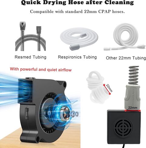 CPAP Cleaning Kit with Hose Dryer for Universal 22mm Tubing, Cpap Cleaner Supplies Includes Collapsible Wash Basin, Hose & Mask Brush, CPAP Holder & Hose End Caps | Make Cpap Cleaning Easier in Saudi Arabia
