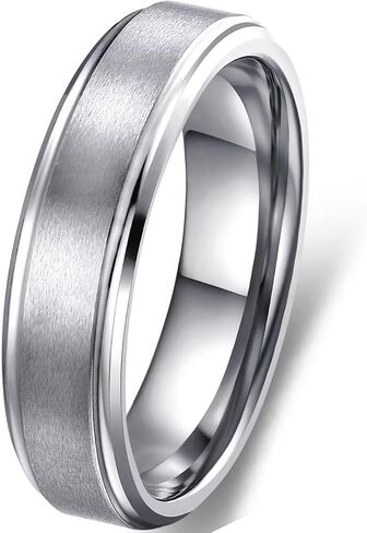 6mm 8mm Men Women Black Silver Gold Tungsten Carbide Rings Wedding Bands Matte Brushed Finish Beveled Step Edges in Saudi Arabia