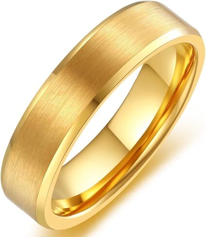 6mm 8mm Men Women Black Silver Gold Tungsten Carbide Rings Wedding Bands Matte Brushed Finish Beveled Step Edges in Saudi Arabia