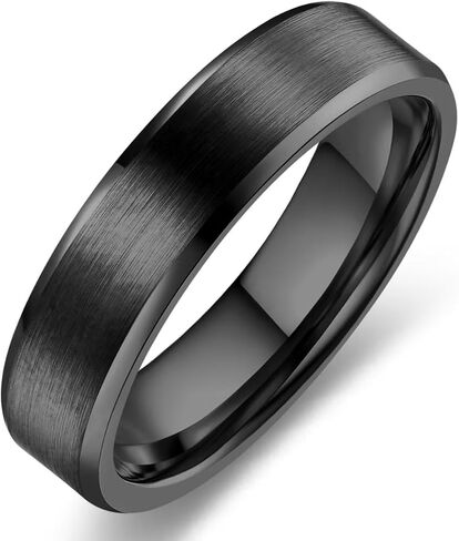 6mm 8mm Men Women Black Silver Gold Tungsten Carbide Rings Wedding Bands Matte Brushed Finish Beveled Step Edges in Saudi Arabia