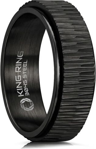 King Ring 8mm Spinner Rings – Twill Stainless Steel Fidget Rings for Men – Designed in USA in Saudi Arabia