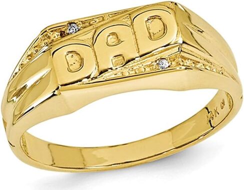 10K Yellow Gold Polished Mens DAD Ring with Etched Edges (SIZE 10) in Kuwait
